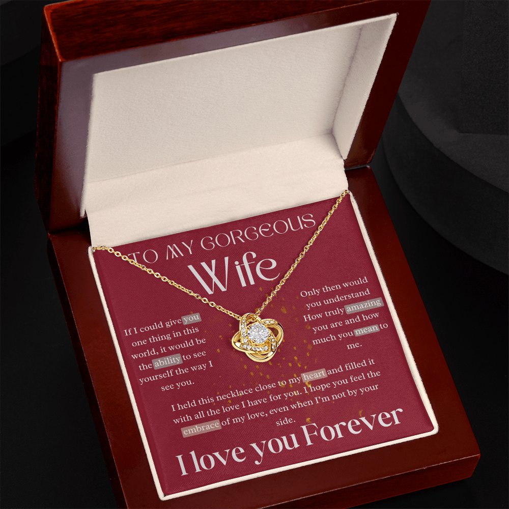 To My Gorgeous Wife - Love Knot Necklace Gift Set - Eloura