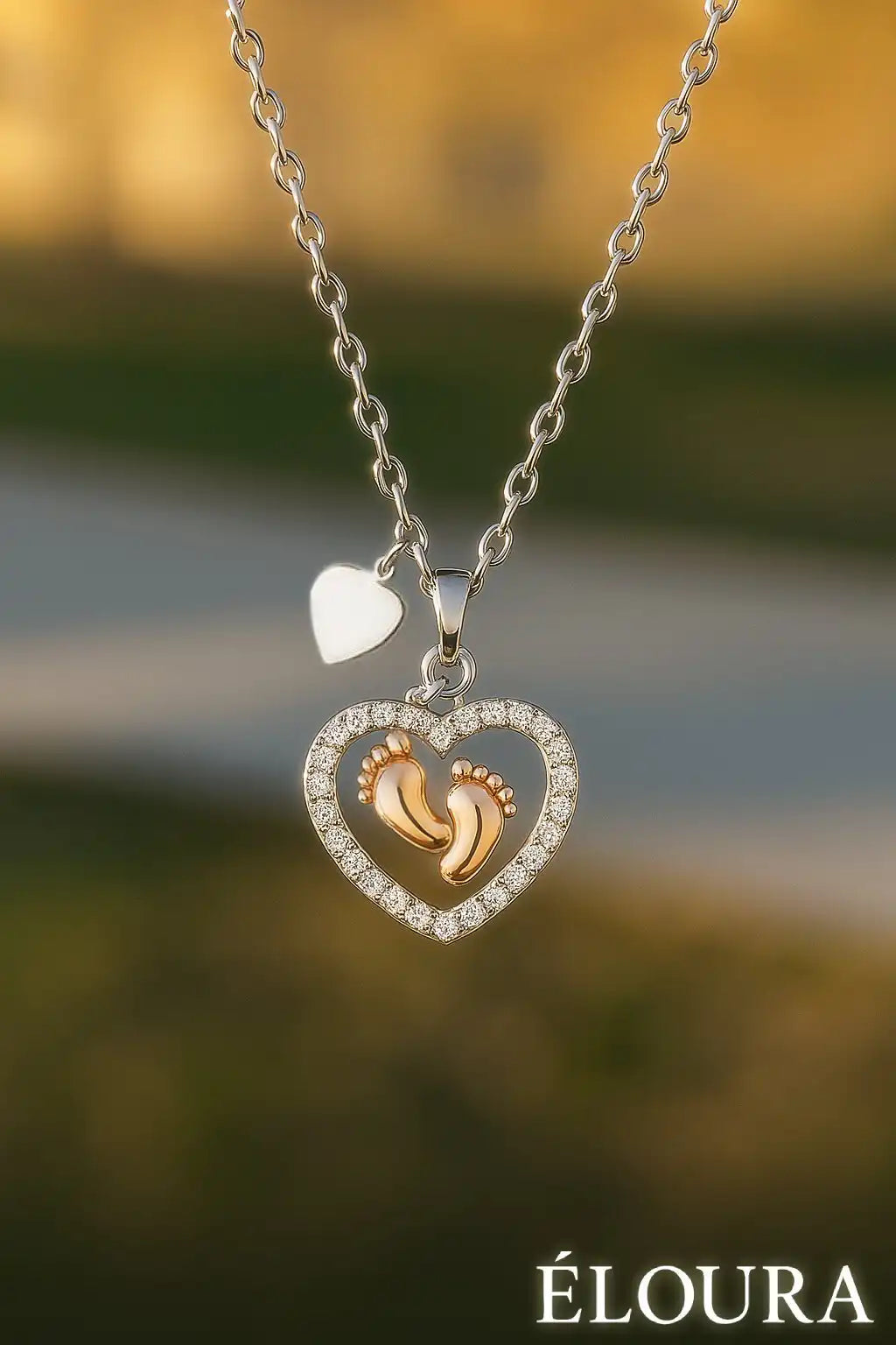 Forever in My Heart – Memorial Baby Feet Necklace Gift Set for Angel Baby