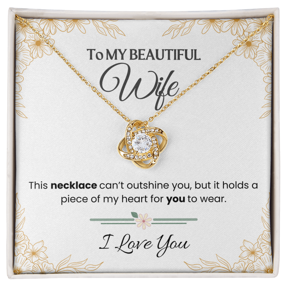 To My Beautiful Wife - Love Knot  Necklace Gift Set