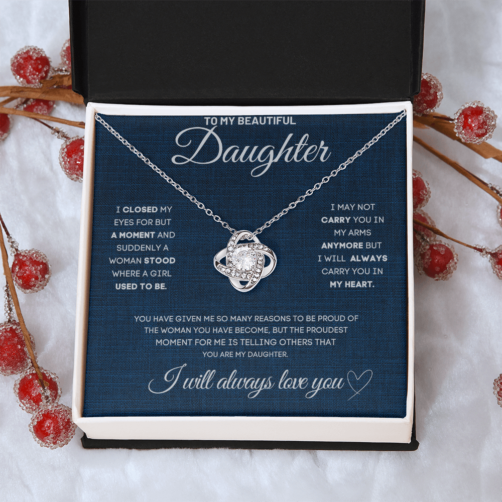 To My Daughter Necklace - Love Knot Gift Set