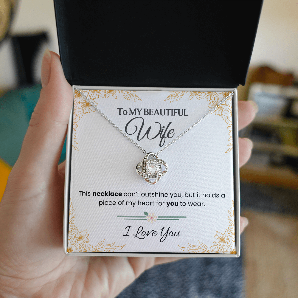 To My Beautiful Wife - Love Knot  Necklace Gift Set
