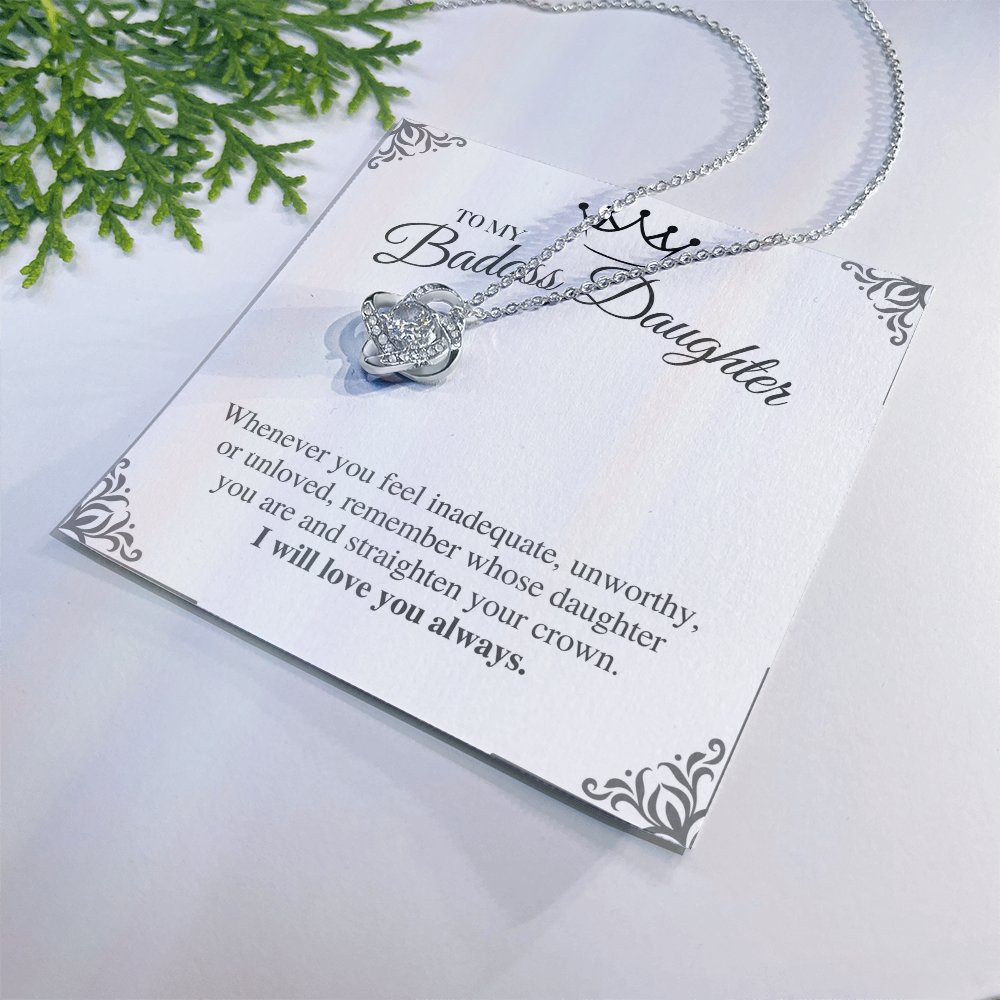 To My Badass Daughter - Love Knot Necklace Gift Set