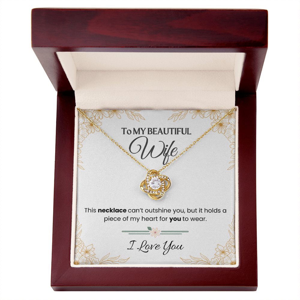 To My Beautiful Wife - Love Knot  Necklace Gift Set