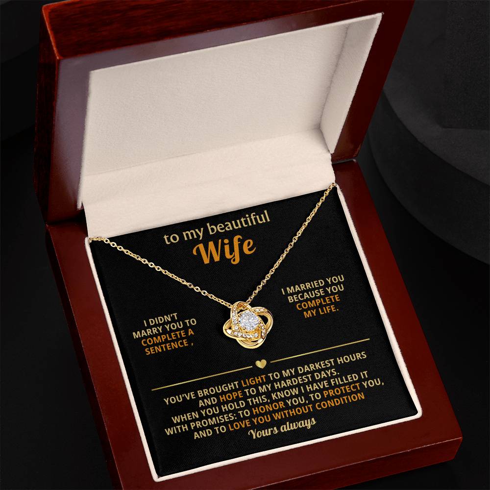 To My Wife Necklace - Love Knot Gift Set