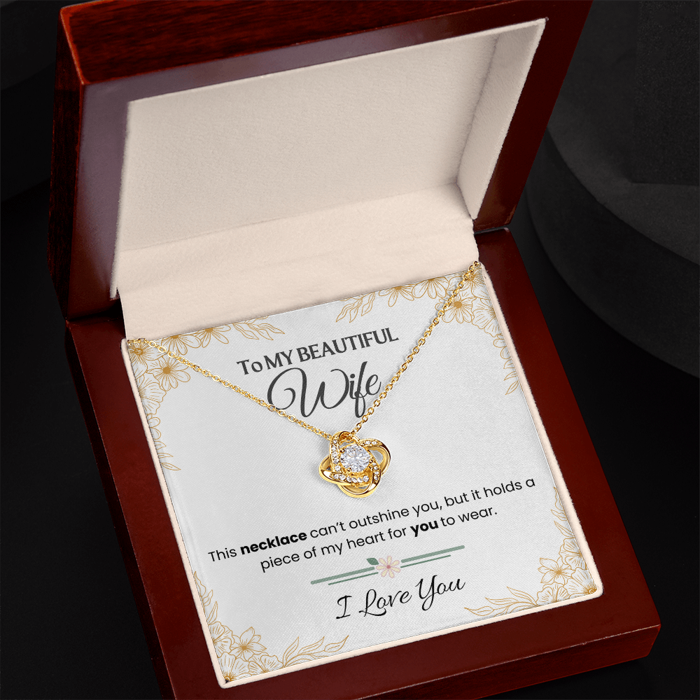 To My Beautiful Wife - Love Knot  Necklace Gift Set
