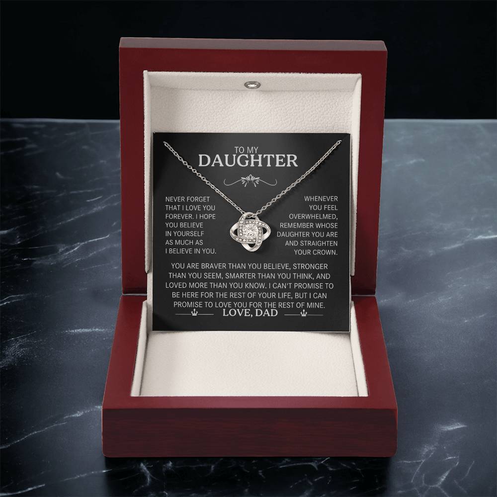 To My Daughter Necklace - Love Knot Gift Set