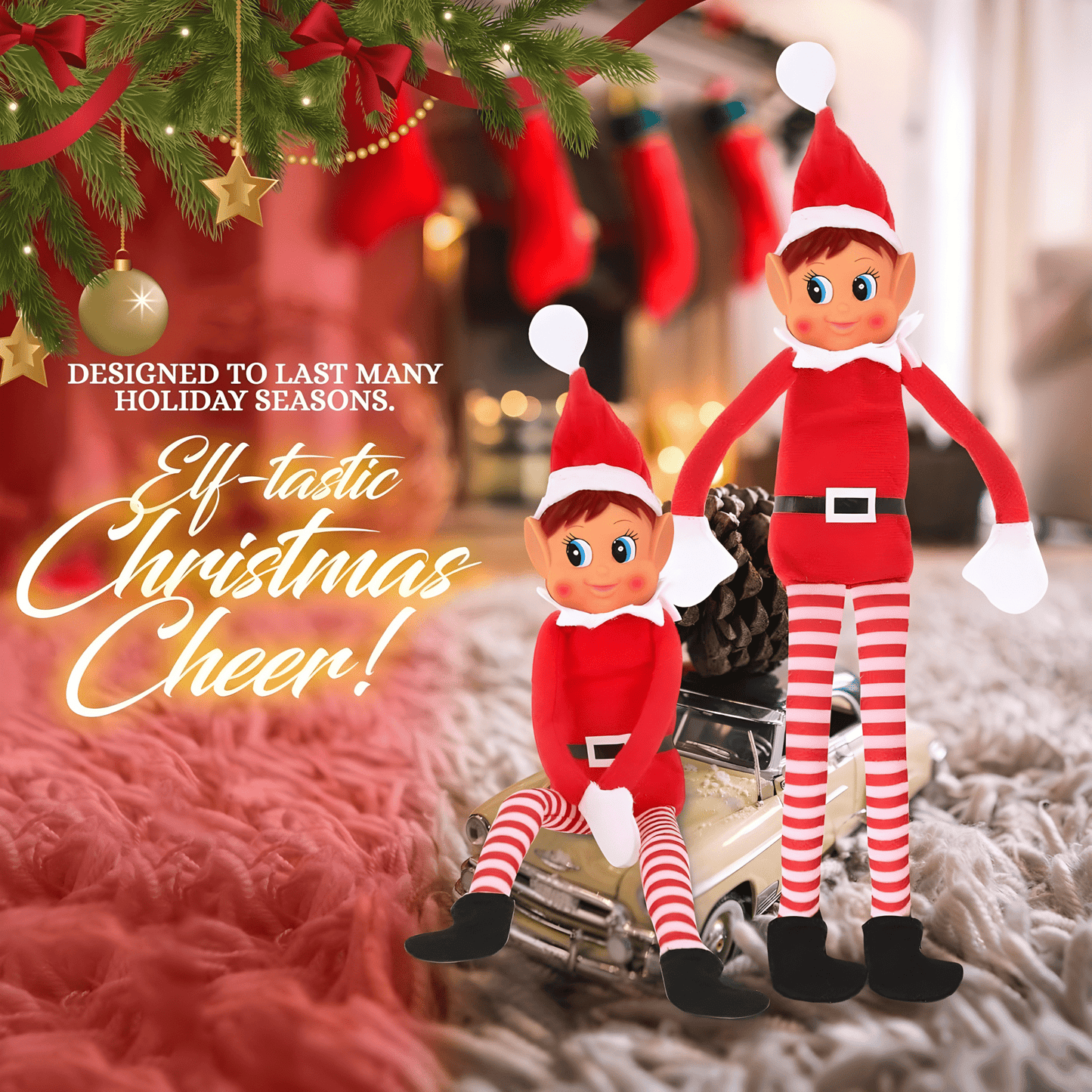 Christmas Elf Behaving Badly – 12” Plush Toy | Long Bendy Naughty Girl Christmas Doll & Decoration - Eloura