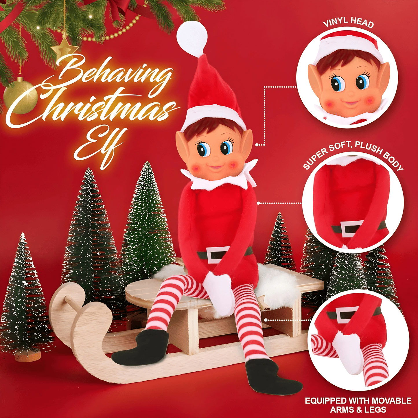 Christmas Elf Behaving Badly – 12” Plush Toy | Long Bendy Naughty Girl Christmas Doll & Decoration - Eloura