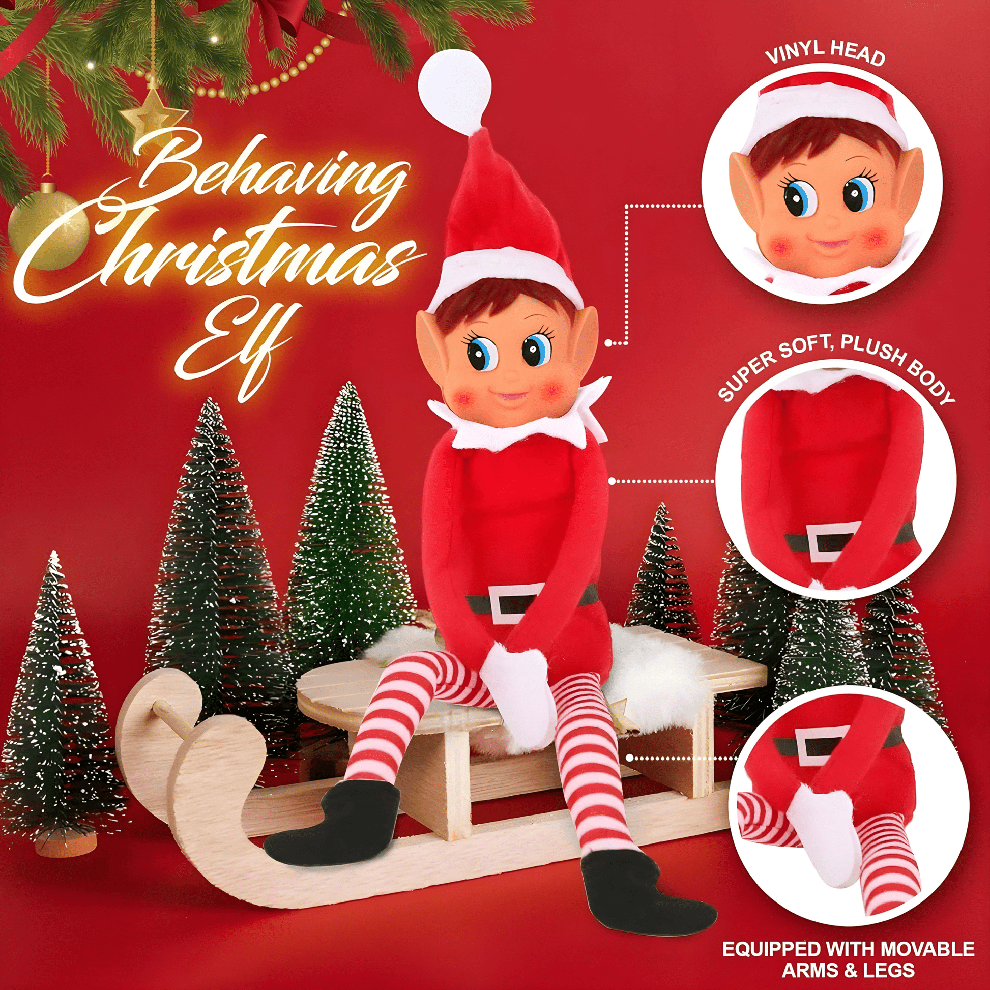 Christmas Elf Behaving Badly – 12” Plush Toy | Long Bendy Naughty Girl Christmas Doll & Decoration - Eloura