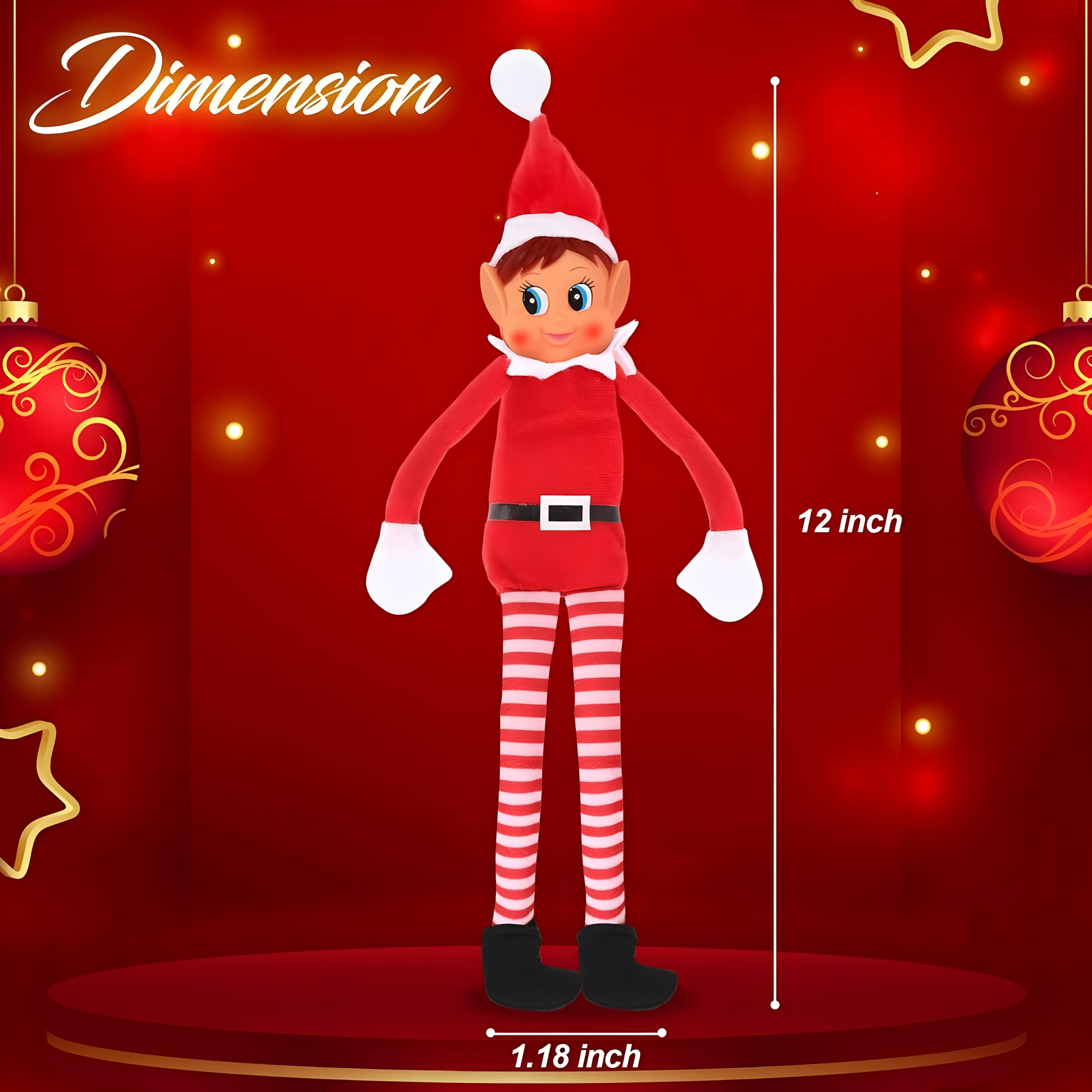 Christmas Elf Behaving Badly – 12” Plush Toy | Long Bendy Naughty Girl Christmas Doll & Decoration - Eloura