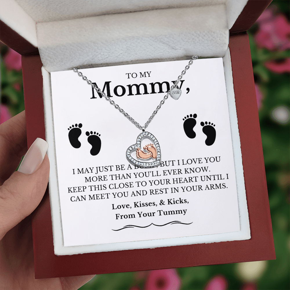 (copy) To My Mommy - Baby Feet Heart Pendant Necklace Gift Set - Eloura