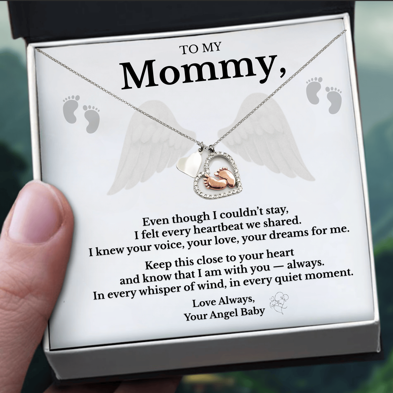 Forever in My Heart – Memorial Baby Feet Necklace Gift Set for Angel Baby - Eloura