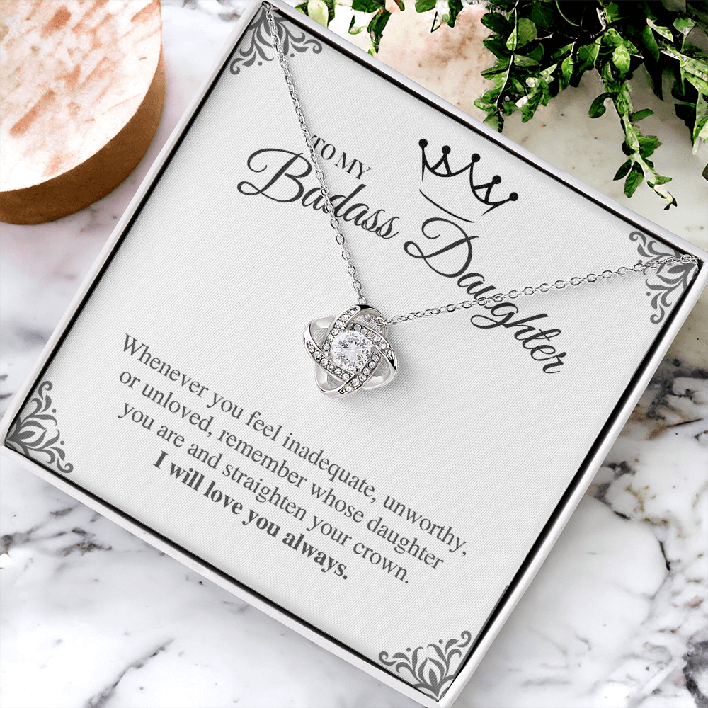 To My Badass Daughter - Love Knot Necklace Gift Set - Eloura