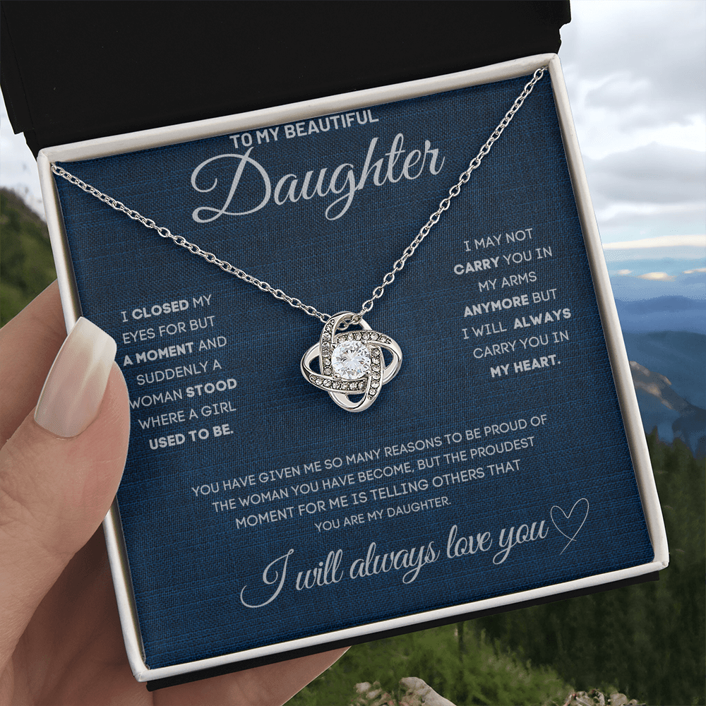 To My Daughter Necklace - Love Knot Gift Set - Eloura