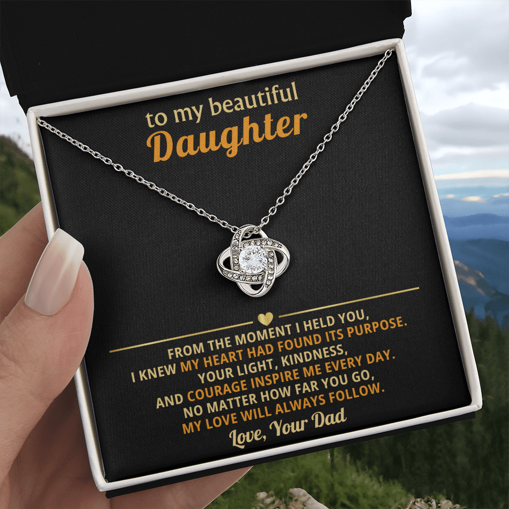 To My Daughter Necklace - Love Knot Gift Set - Eloura