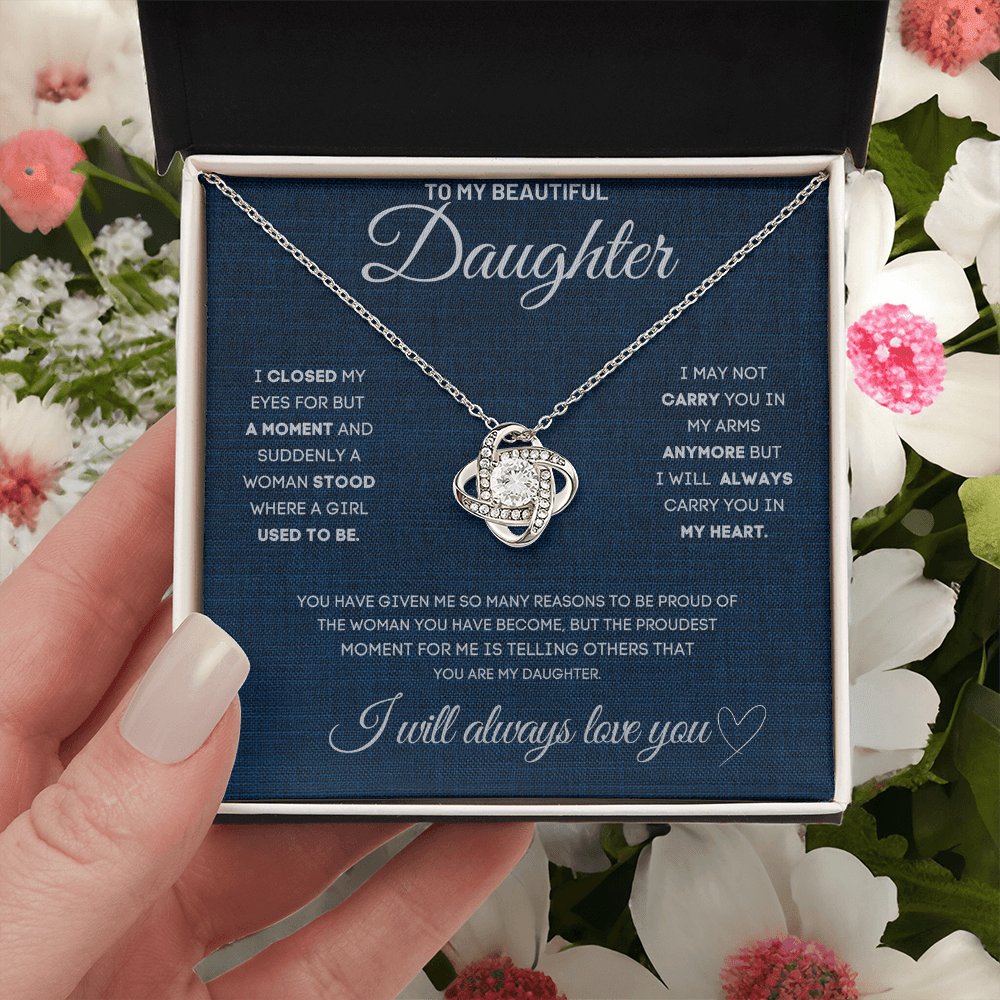 To My Daughter Necklace - Love Knot Gift Set - Eloura