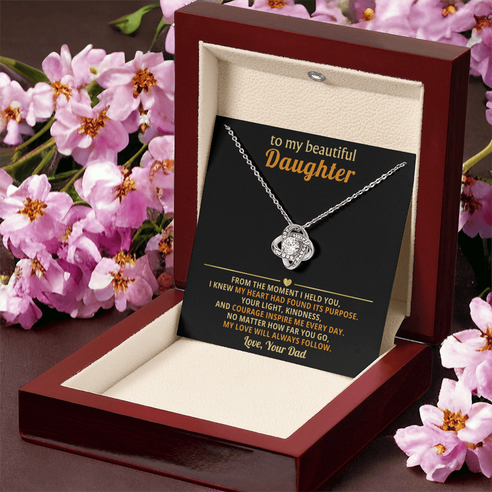 To My Daughter Necklace - Love Knot Gift Set - Eloura
