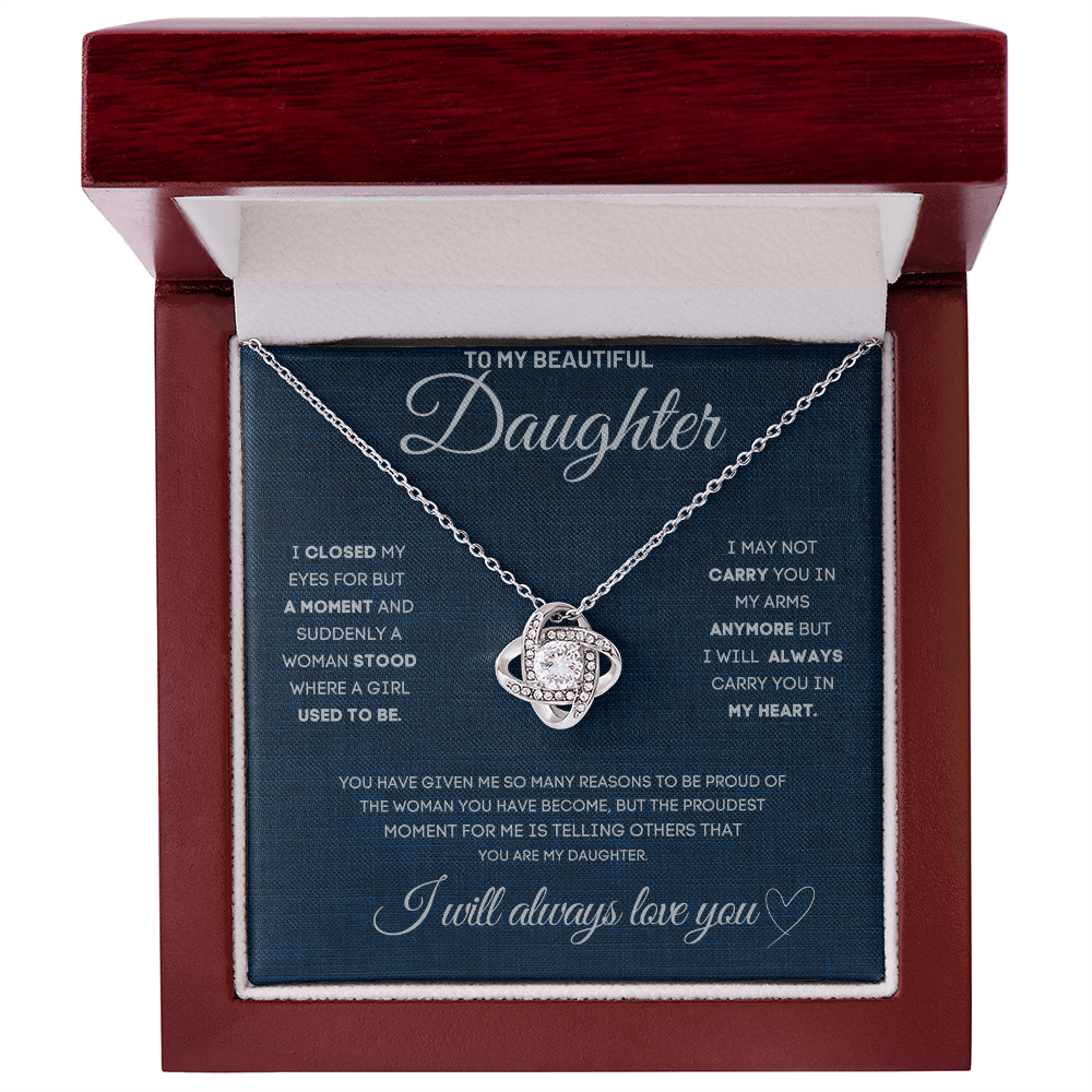 To My Daughter Necklace - Love Knot Gift Set - Eloura