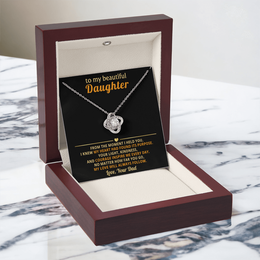 To My Daughter Necklace - Love Knot Gift Set - Eloura