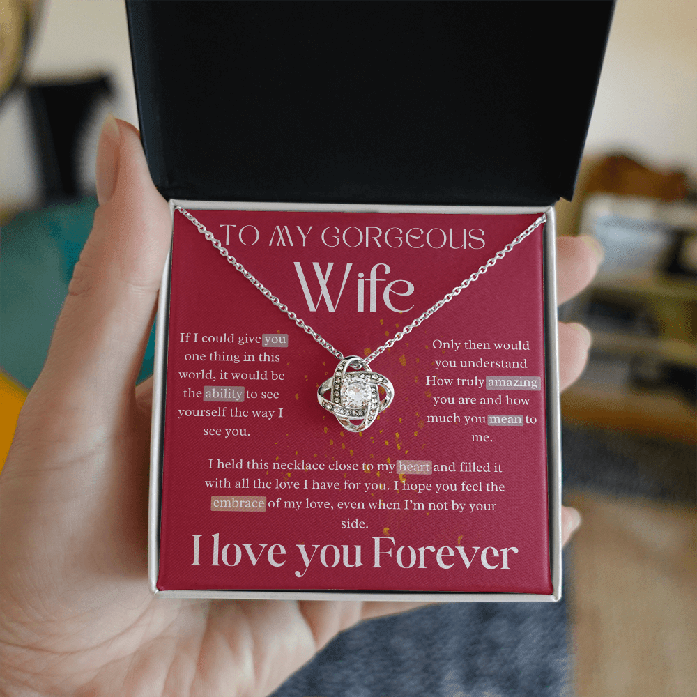 To My Gorgeous Wife - Love Knot Necklace Gift Set - Eloura