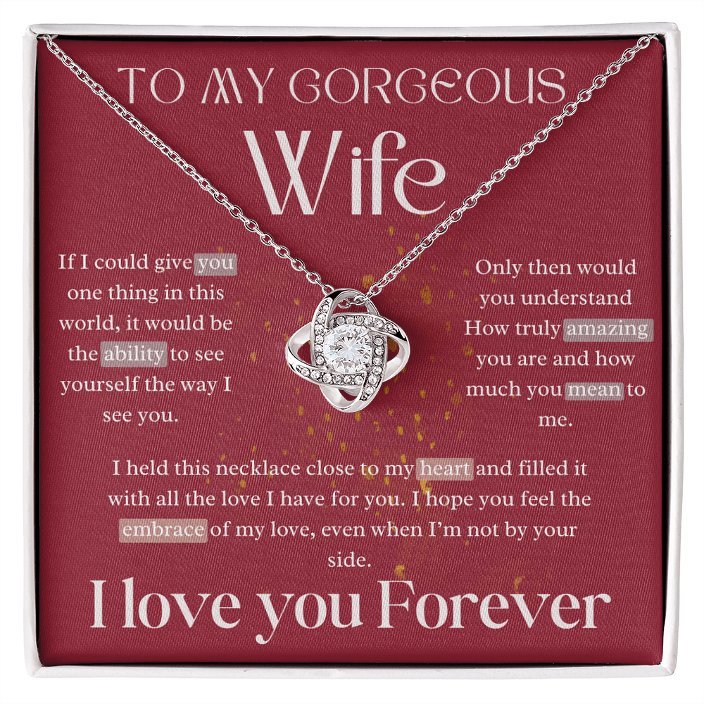 To My Gorgeous Wife - Love Knot Necklace Gift Set - Eloura