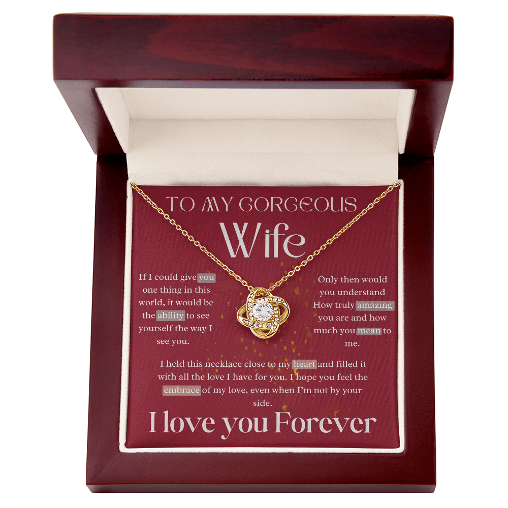 To My Gorgeous Wife - Love Knot Necklace Gift Set - Eloura