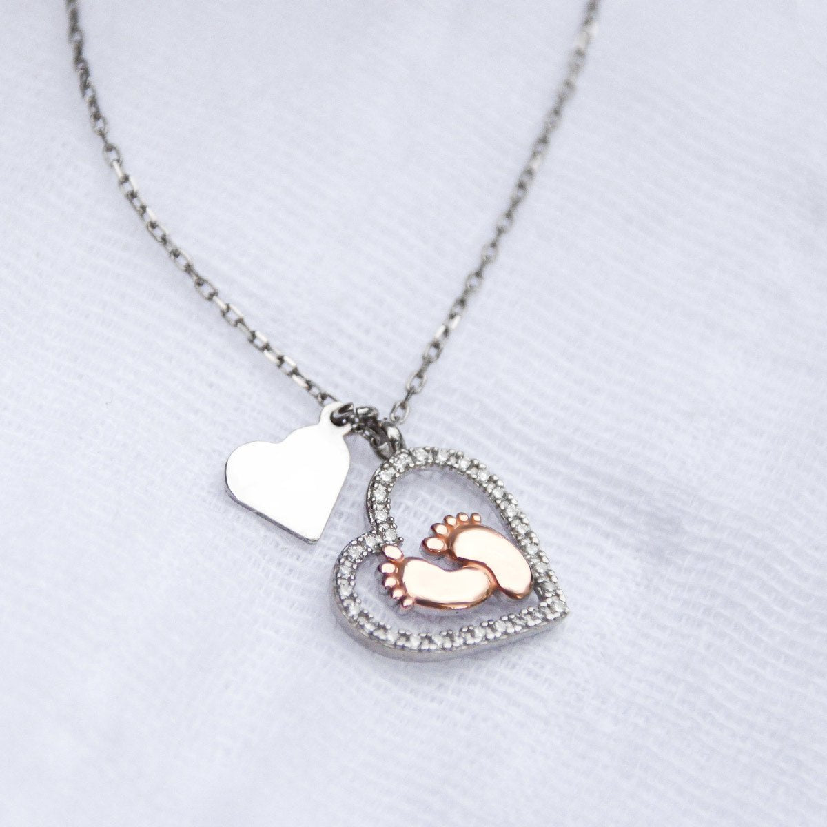 To My Mommy - Baby Feet Heart Pendant Necklace Gift Set - Eloura