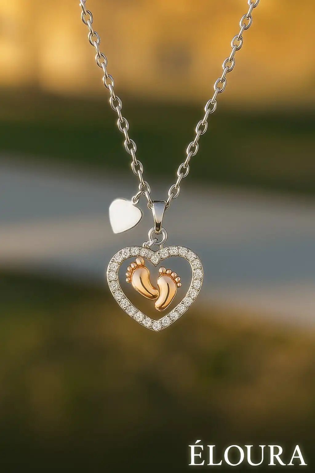 To My Mommy - Baby Feet Heart Pendant Necklace Gift Set - Eloura