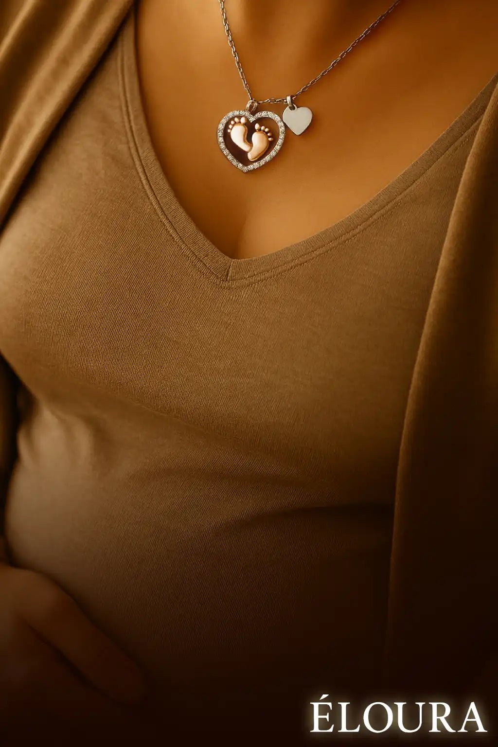 To My Mommy - Baby Feet Heart Pendant Necklace Gift Set - Eloura