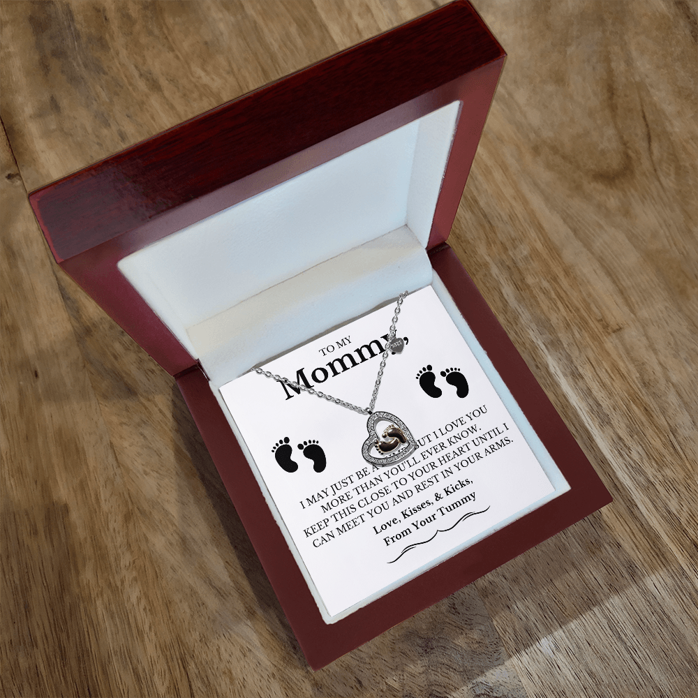 To My Mommy - Baby Feet Heart Pendant Necklace Gift Set - Eloura