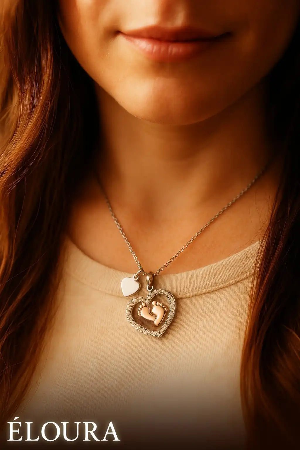 To My Mommy - Baby Feet Heart Pendant Necklace Gift Set - Eloura