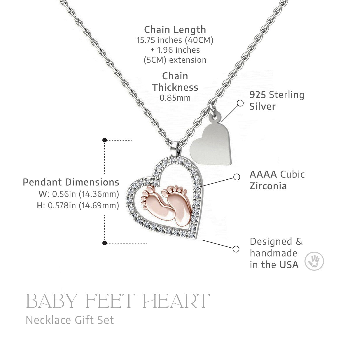 To My Mommy - Baby Feet Heart Pendant Necklace Gift Set - Eloura
