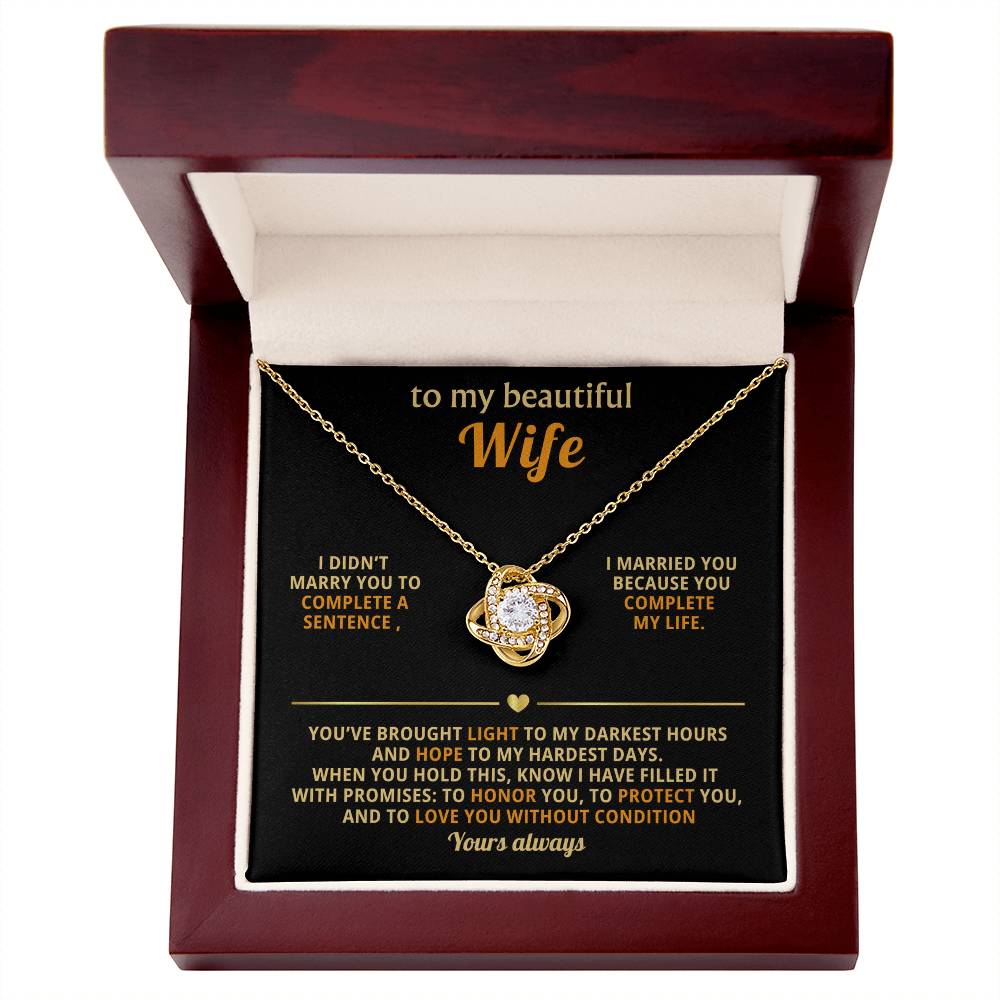 To My Wife Necklace - Love Knot Gift Set - Eloura