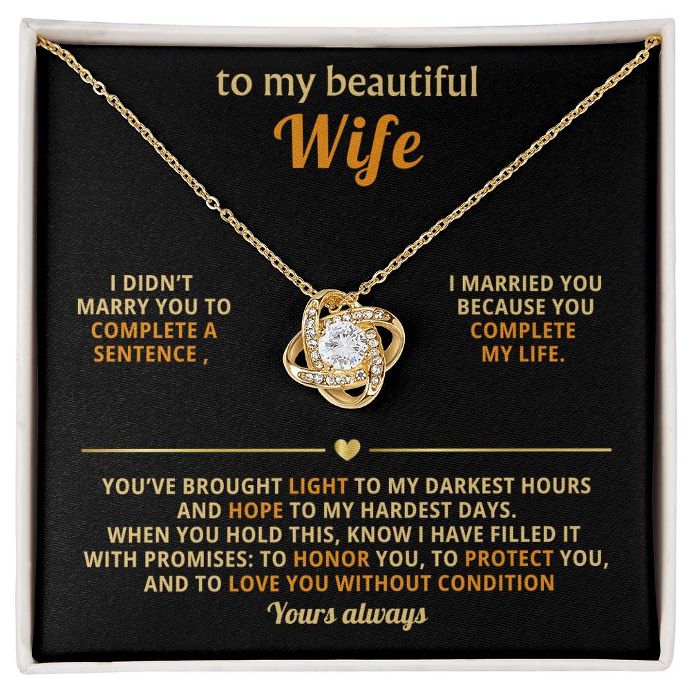 To My Wife Necklace - Love Knot Gift Set - Eloura