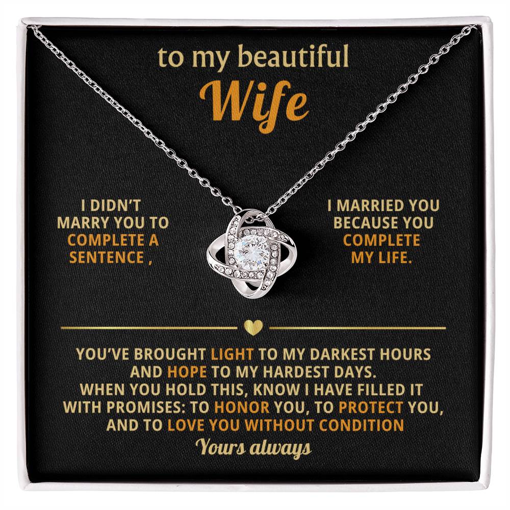 To My Wife Necklace - Love Knot Gift Set - Eloura