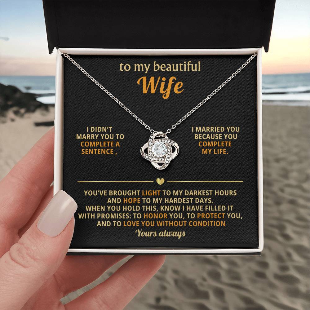 To My Wife Necklace - Love Knot Gift Set - Eloura