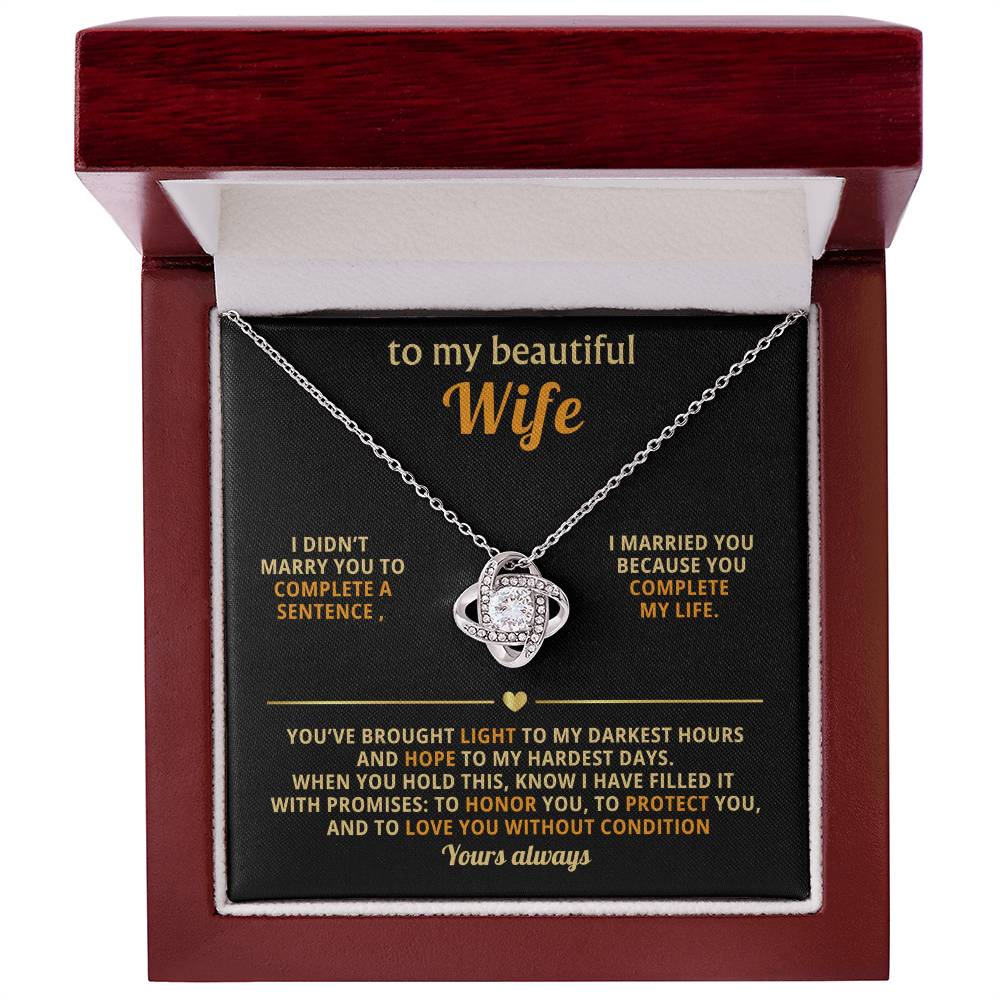 To My Wife Necklace - Love Knot Gift Set - Eloura